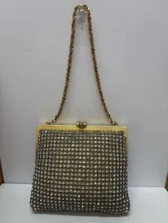 ヴィンテージ ビジュー装飾 ゴールドフレームチェーンドレスバッグ 昭和レトロ