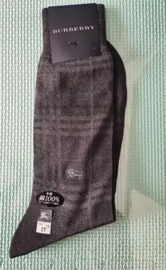 BURBERRY グレー チェック柄 ソックス 27cm