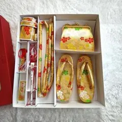 【未使用級】七五三 7歳 はこせこセット 草履21cm 金 桜 フルセット 箱入のサムネイル
