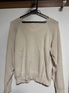 grove ベージュ Vネック 長袖ニットセーター