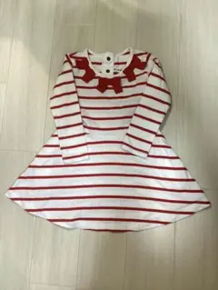 SLAP SLIP 白赤ストライプ 長袖ワンピース　サイズ90