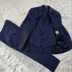 スーツセレクト 3ピース A5 ネイビー チェック スリムフィット ノータック