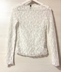 H&M レースシアートップス　白