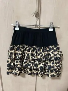 ヒョウ柄 ミニスカート 3段 フリル ブラック 平成　姫ギャル　y2k Mサイズ