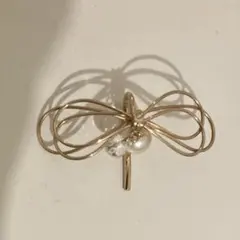 ヘアカフ ポニーフック ヘアアクセサリー ゴールド リボン