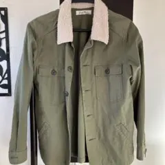ボア襟オリーブミリタリージャケットシャツ