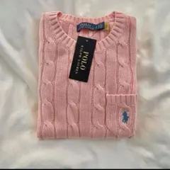 【タグ付き新品】 ポロラルフローレン　半袖ニット　キャメルピンク　QR付き正規品