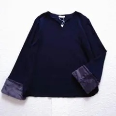 タグ付 ensuite ファースリーブ　ブラウス プルオーバー Lサイズ　長袖