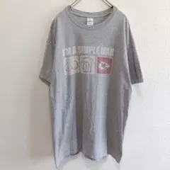 ❤ギルダン アメフト柄 クルーネック半袖Ｔシャツ Ｌ 灰 綿混 ストリート