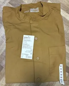 スタンドカラーシャツ Mサイズ ダークマスタードカラー