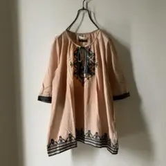 新品☆chocol raffine robeフォークロア柄刺繍タッセルチュニック