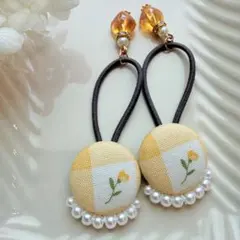 428✾︎ ハンドメイド ヘアゴム2個セット 22㎜くるみボタン - メルカリ
