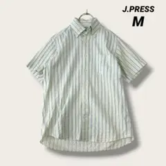 J.PRESS オンワード樫山　シアサッカー　BDシャツ　ストライプ　半袖　Mのサムネイル