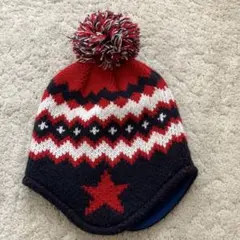 赤・紺・白 星柄ニット帽