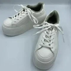 美品⭐︎ZARA ザラ プラットフォームスニーカー 厚底 ホワイト 37 24.0