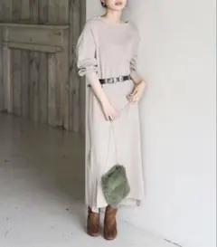 ブージュルード　サーマルスリットワンピース　モカ