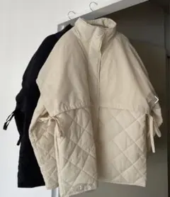 アイボリー キルティング オーバーサイズジャケット