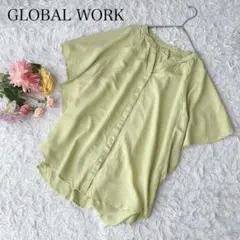【L】グローバルワーク　半袖ブラウス　さらさらリラックス　無地　春色　きれいめ