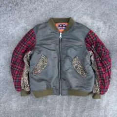 RNA 異素材パッチワークMA-1 レオパード×チェック M y2k