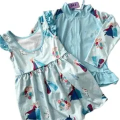 【110サイズ】ディズニー　プリンセス ワンピース 水着・ラッシュガードセット