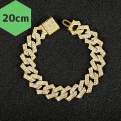 新品 マイアミ キューバンブレスレット 20cm ブリンブリン ゴールド 喜平