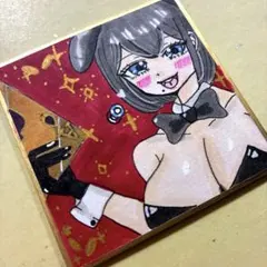 手描きイラスト アナログ バニーガール オリジナル 創作 色紙 コピック 原画