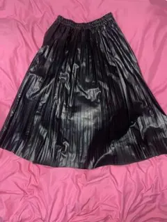 ブラック プリーツスカート ゴムウエスト