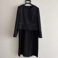 ノーカラージャケット ワンピース セットアップ ネイビー 卒業式 入学式