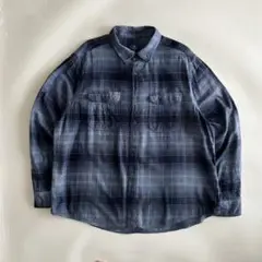 ネルシャツ 青