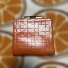 オレンジ 格子模様 二つ折り財布