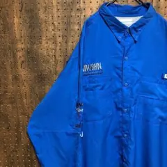 よ*ー様 コロンビア　企業ロゴ　ワークシャツ　青　2XL YD184