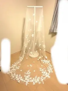 ウェディングベール　ロングベール　刺繍　ベールダウン　結婚式　前撮り