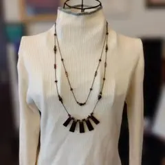 ★platinumコムサ★　ビーズとプレートのロングネックレス２連