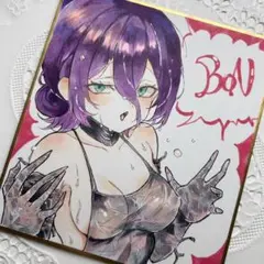 手描き アナログ イラスト 色紙 ファンアート レゼ　コピック 原画一点物