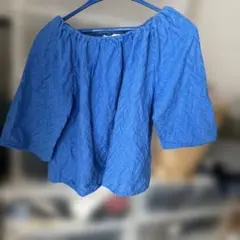 niko and ... 青 五分袖 オフショルダー トップス