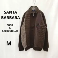サンタバーバラポロ＆ラケットクラブ ▶ 切替トップス M 茶 ハーフジップ