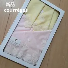 新品　courrèges 花柄ハンカチ 2枚セット　ピンク　イエローのサムネイル