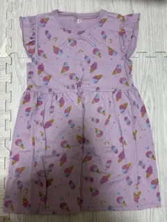 紫色アイスクリーム柄ワンピース 130