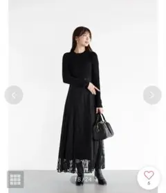 【新品タグ付き】ヤマダヤ　Vin フラワーレースニットワンピース　黒