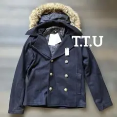 y2k綺麗系 T.T.U ネイビー ファー付き ピーコート M ファーフード　L
