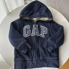 【GAP】裏起毛 パーカー フード付き ネイビー×ベージュ105【ギャップ】