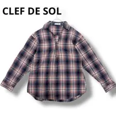 CLEF DE SOL チェック柄長袖シャツ　ネイビー　レッメンズ　ネルシャツ