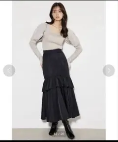 rienda Wティアード マーメイドスカート ブラック M ラメ　フリル