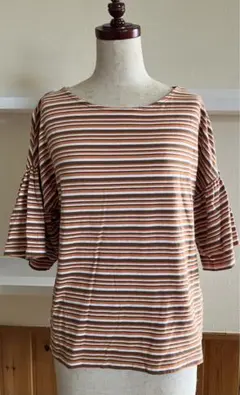 SM2 サマンサモスモス　マルチボーダー　フレアスリーブカットソー　Fサイズ