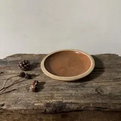 民芸　古い蝋型の焼物　石皿1点　⑥古民具ガーデニング　アンティーク　骨董　検李朝