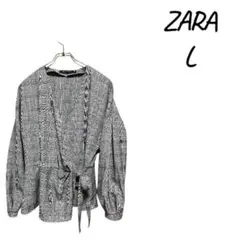 ZARA チェック柄ラップシャツ ◦ブラウス L
