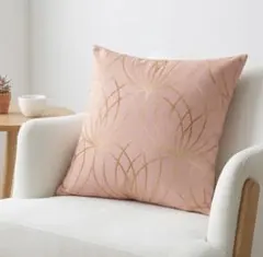 新品未使用 クッションカバー 45×45 ピンク ゴールド 幾何学模様 可愛い