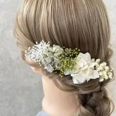 NO.11 グリーンホワイト　髪飾り　結婚式　成人式　卒業式　七五三　和装
