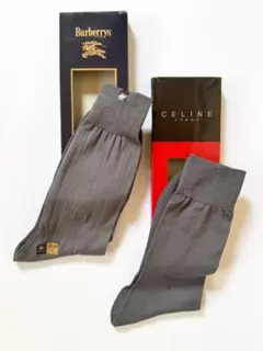 【未使用】バーバリー＆セリーヌ メンズ靴下 2足セット ビジネス ソックスのサムネイル