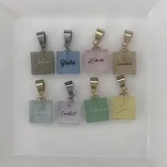 ハンドメイド　レジン　スクエア　ネックレス　ステンレス　1個　チェーン付